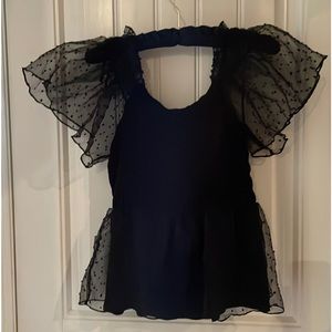 MARC NEW YORK  XS  Stretch/Tube Top/Smocked Bodice w Flutter Sleeves Peplum Hem